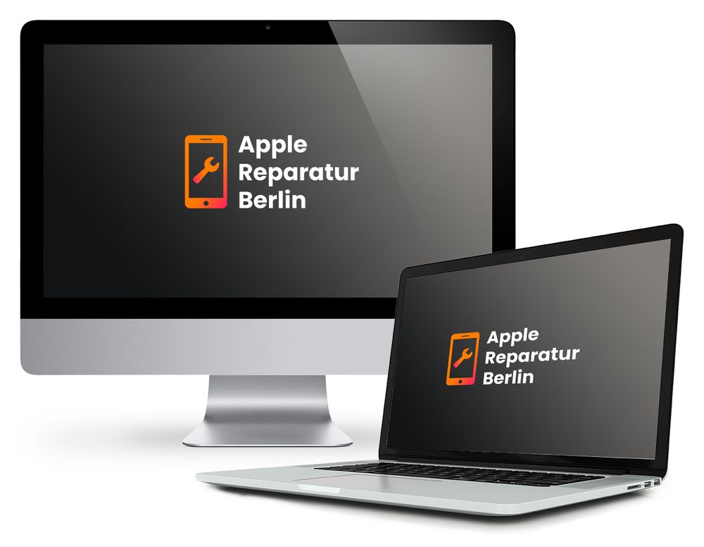 iMac und MacBook mit dem Logo von Apple Reparatur Berlin